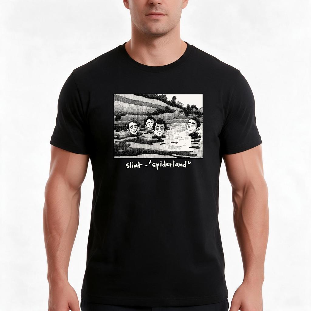 Slint Spiderland Logotitle Fanartwork Tshirt Summer Casual Cotton Tee Oversized Streetwear Tops Vintage Graphic Print
