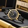 Versace Кварцевые часы 35 мм Бежевый циферблат Кожаный ремешок Подарочный набор с духами и красным конвертом Женские часы розовые VE0A00125