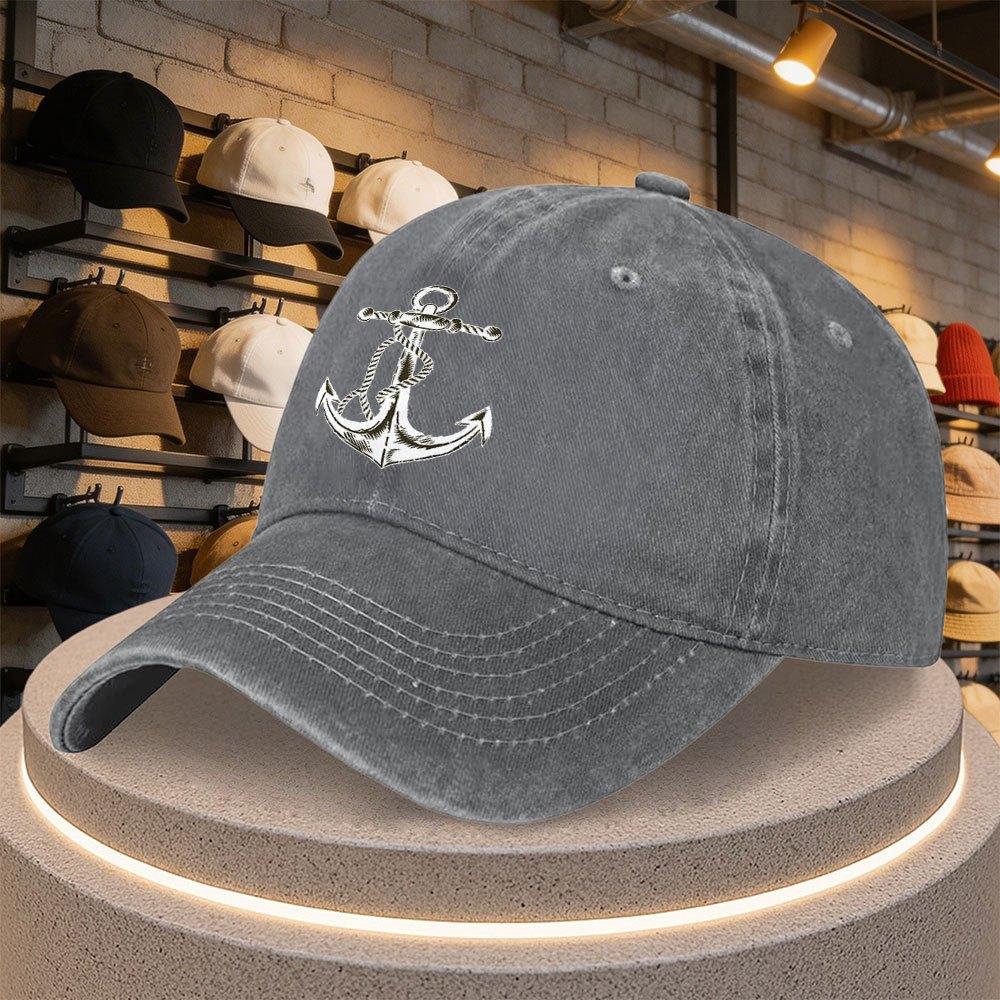 Adjustable Duckbill Baseball Cap with Anchor Print Nautical Anchor Hat for Outdoor Mardi Gras Parties Daily Wear