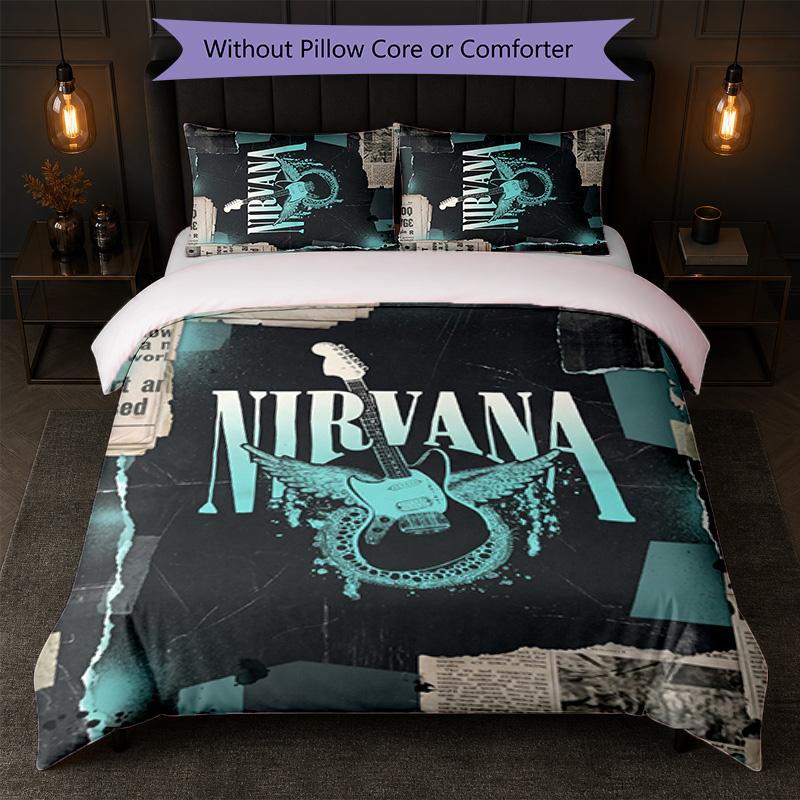 Nirvana Print 3Pcs Bedding Set Duvet Cover With Two Pillowcases Soft Bed Linen For Household Bedroom