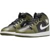 Jordan Air Jordan 1 Износостойкая поддержка Средняя высота Детские Баскетбольные Кроссовки Черный Зеленый DQ8423-092