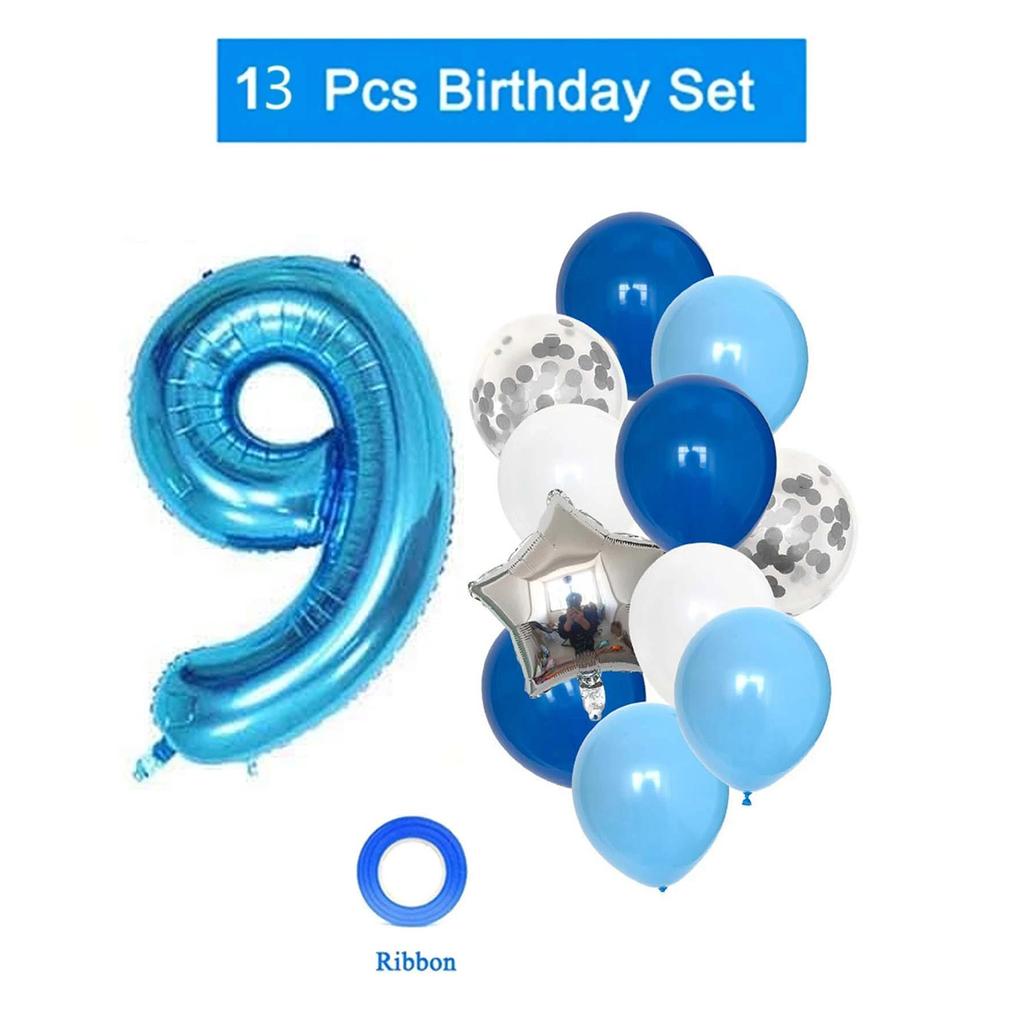 Воздушные шары на день рождения для мальчика с синим воздушным шаром с номером, украшение для дня рождения, детские юбилеи 1/2/3/5/6/8/9 лет