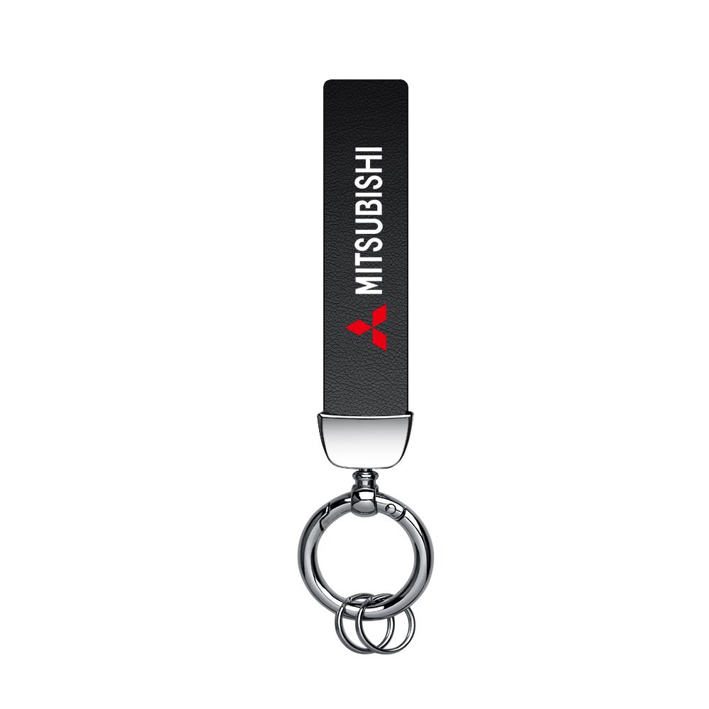 3D Metal Leather Car Styling Emblem Keychain Auto Key Rings for Mitsubishi Lancer 10 Xpander Pajero 4 Montero V73 Evolution Evo