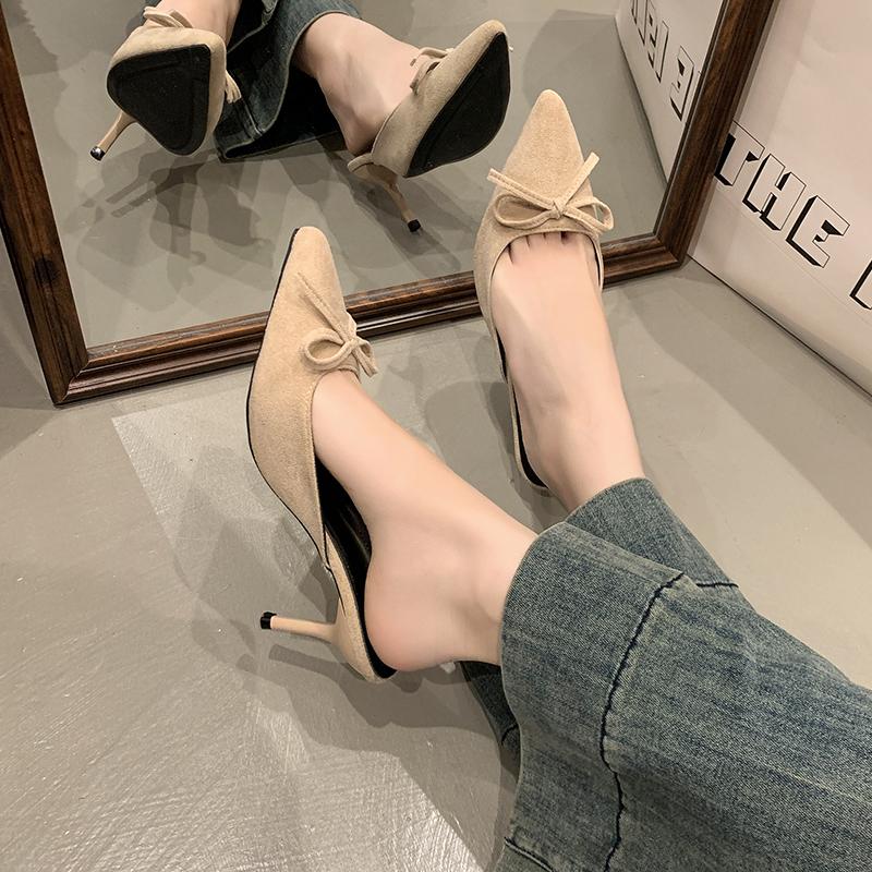 Новые женские туфли-мюли с леопардовым принтом на высоком каблуке, с острым носком, на тонком низком каблуке, сандалии, женские мюли, обувь Zapatos Mujer