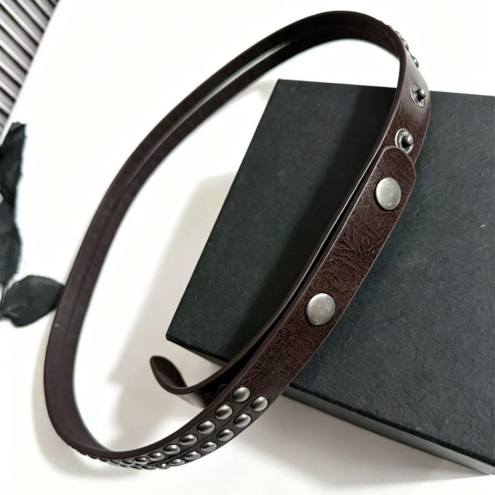 Studded Thin Waist Belt Double Row Narrow Waist Belt Fashion Decorative Waist Belt For Women
