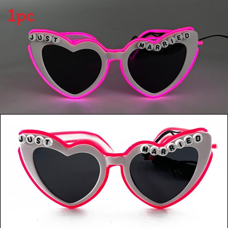 Led Heart Shaped Sunglasses For Women Men Party Fashion Decoratives Midnight Pink Frame