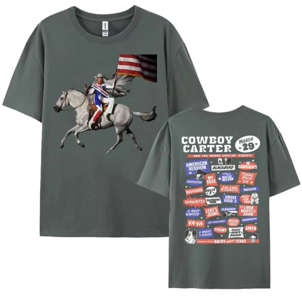 Beyonce Cowboy Carter New Album Tshirts Men Women Vintage Cotton Short Sleeve T Shirt Fashion Clothing Streetwear Girls Tshirt
