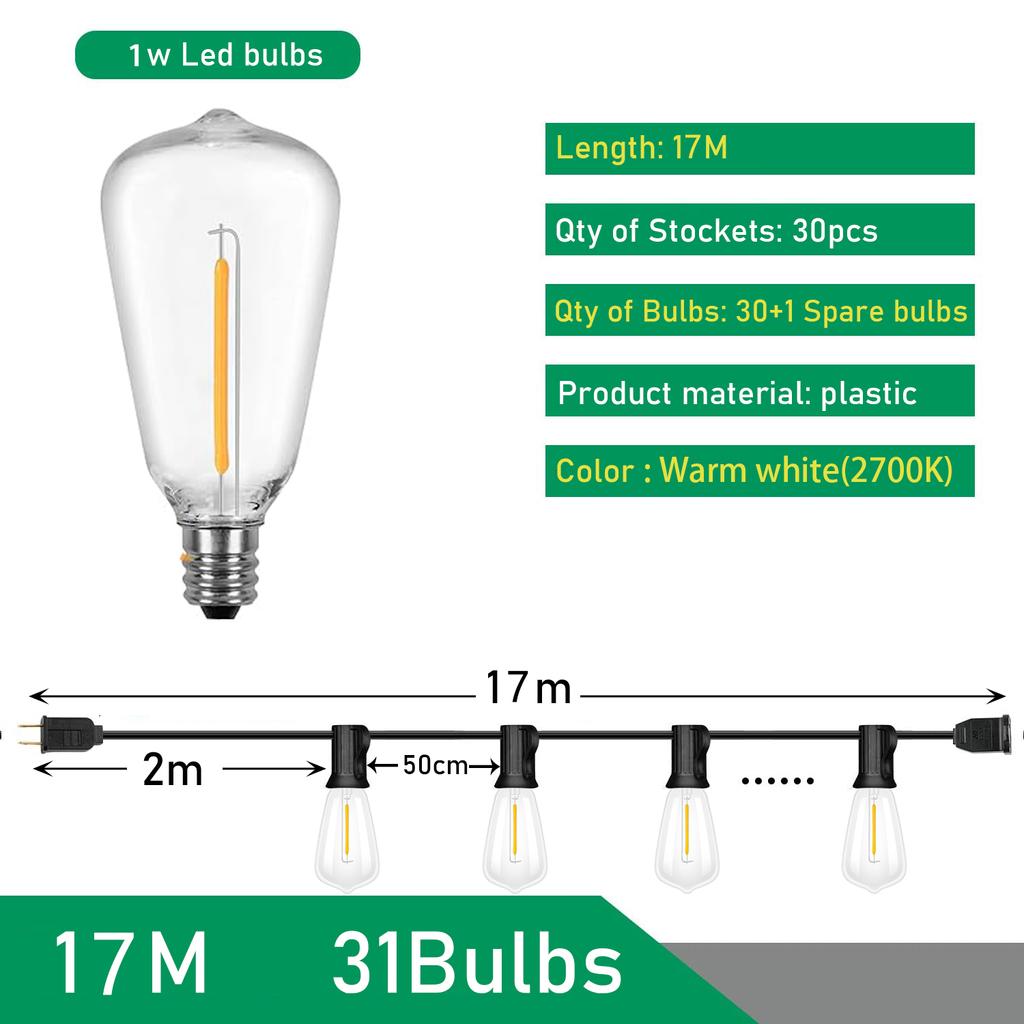 Гирлянда ST38 светодиодный глобус гирлянда наружная гирлянда с регулируемой яркостью для рождественской вечеринки декор сада гирлянда лампа уличная патио задний двор