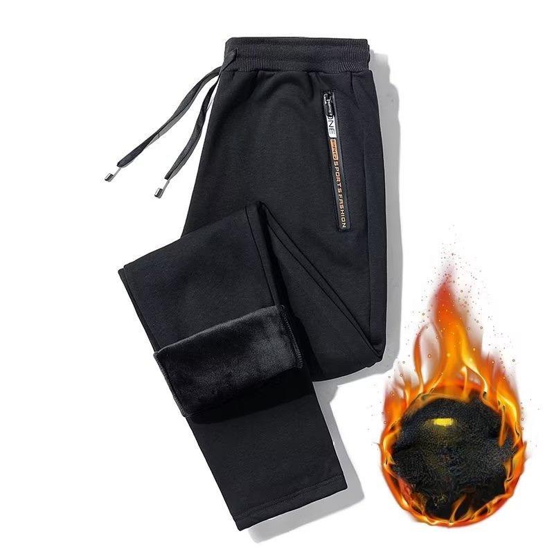 Мужские свободные прямые брюки с карманами на молнии, повседневные уютные утолщенные мужские брюки на осень-зиму