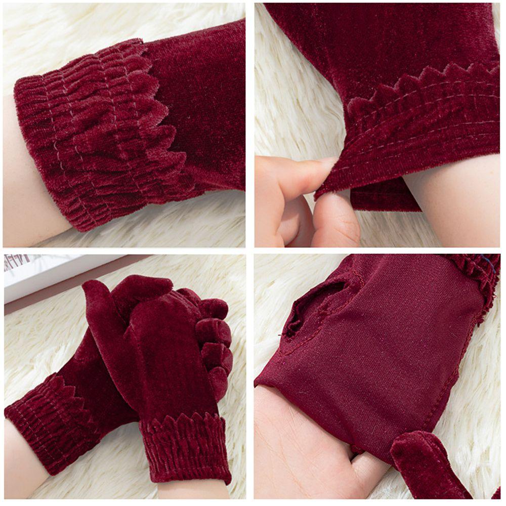 7 Colors Pleuche Autumn Winter Warm Gloves Mittens Full Finger Velvet Full Finger Gloves