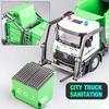 1:24 Urban Sanitation Garbage Truck Toy Model Car Alloy Diecast Light Music Pull Back Engineering Vehicle Collection Gifts Boys