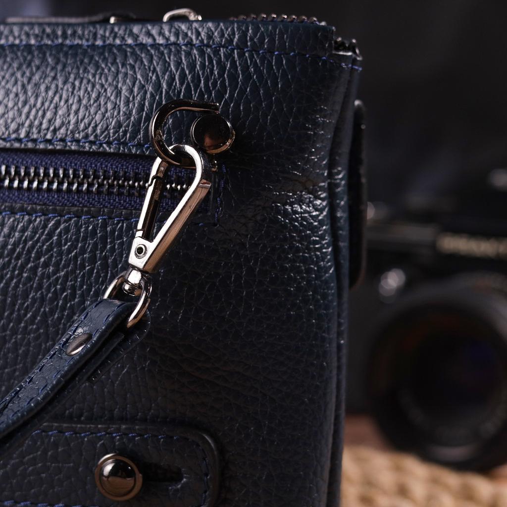 Мужской вместительный клатч из натуральной кожи CANPELLINI 21550 Синий