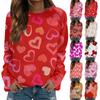 Женская модная повседневная толстовка с длинным рукавом и принтом на День святого Валентина и круглым вырезом