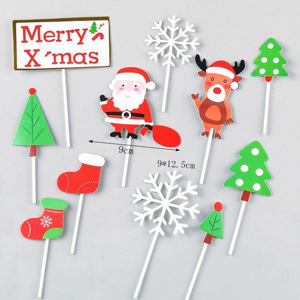 Creative Paper Cake Topper Snowflake Santa Claus New Year Cupcake Toppers Merry Christmas Christmas Cake Decor