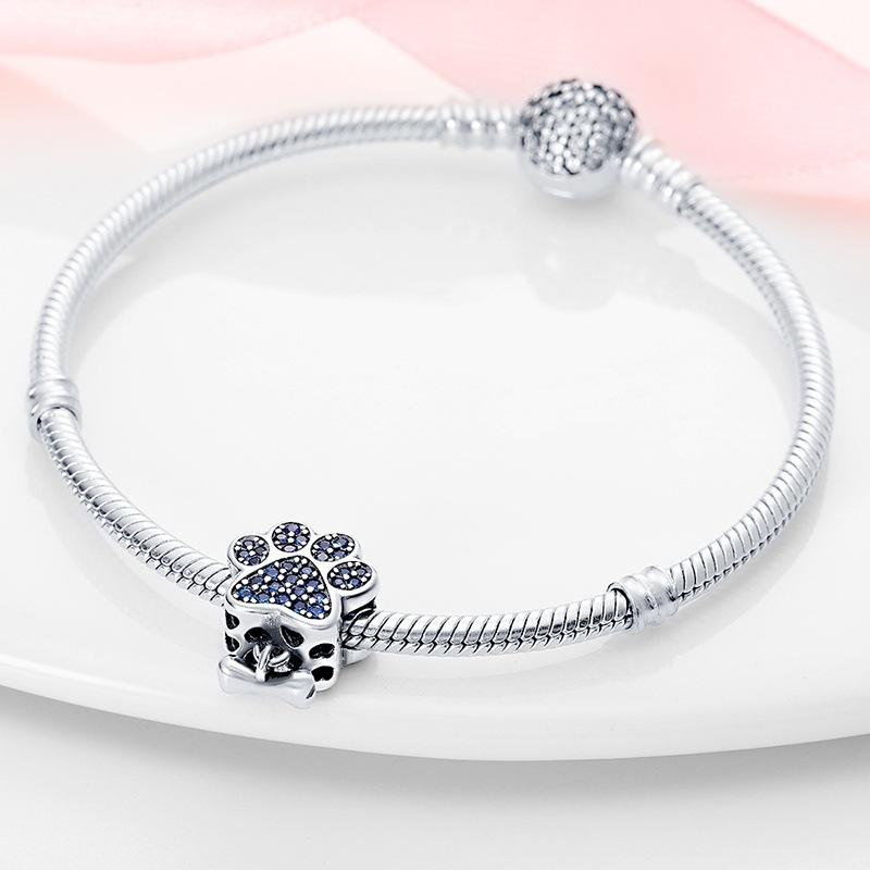 S925 Silver DIY Pet Paw And Bone Beads For Bracelet Necklace Jewelry Making Craft Accessories Kit