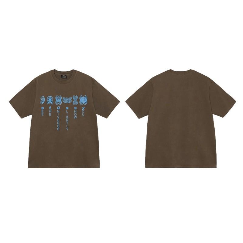 Mens Oversized Cotton Tee With Bold Letter Print Casual Short Sleeve T-Shirt Youth Streetwear