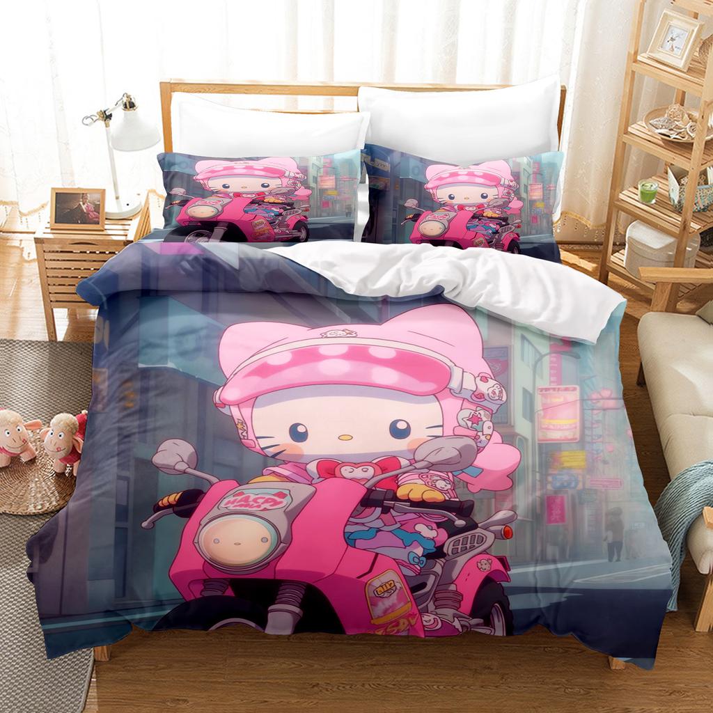 Hello Kitty Спальня Детский Комплект Постельного Белья Пододеяльник Комфорт Королева С Наволочкой Рождественские Подарки Дом