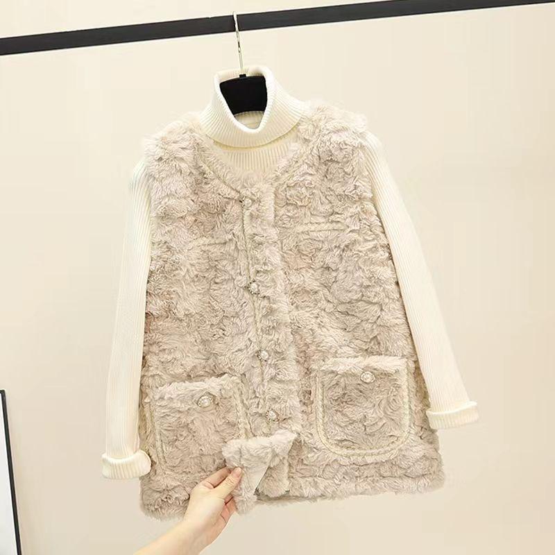 Xiaoxiangfeng искусственный меховой жилет из кролика, женская весенне-осенняя новая меховая жилетка из искусственного меха кролика, свободное пальто без воротника