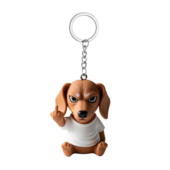 Поза среднего пальца Брелок для щенка 3D Дизайн собаки Брелок Рюкзак Крутое украшение щенка Аксессуары для сумки