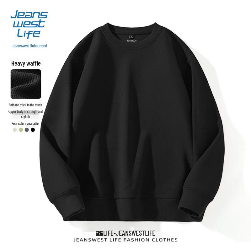 JEANSWEST LIFE Мужской свитер с вафельным узором в американском стиле с круглым вырезом