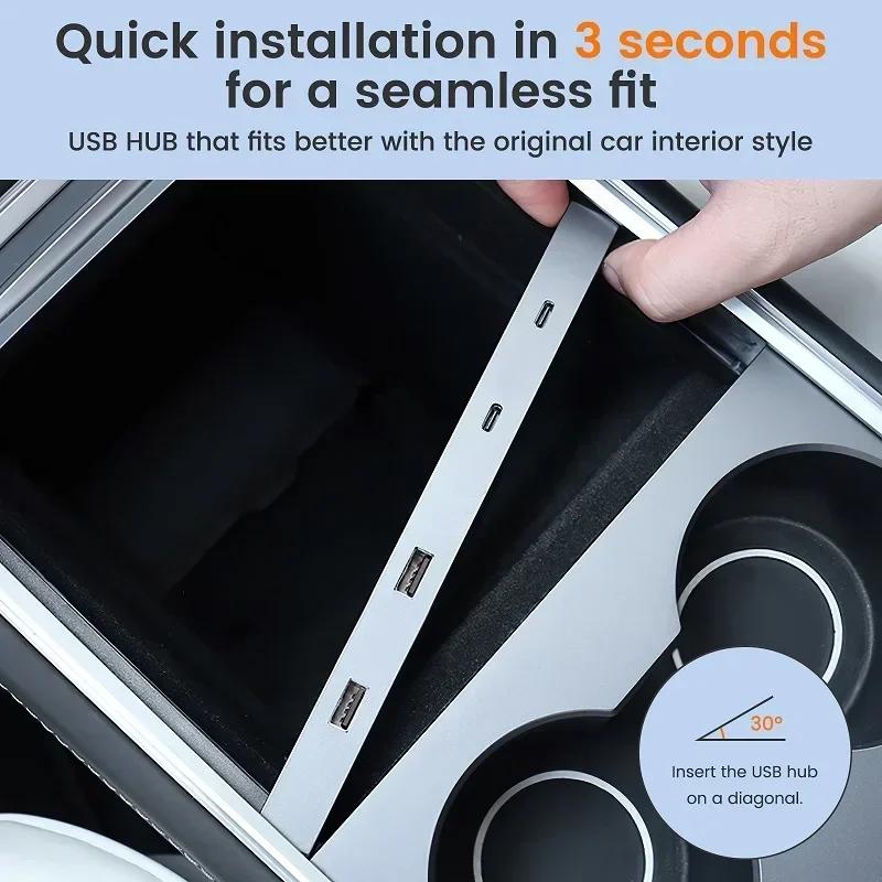 Для Tesla Model 3 Y 2021 2022 2025 док-станция 27 Вт быстрое зарядное устройство USB шунтирующий концентратор разветвитель питания зарядное устройство Type-C автомобильные аксессуары