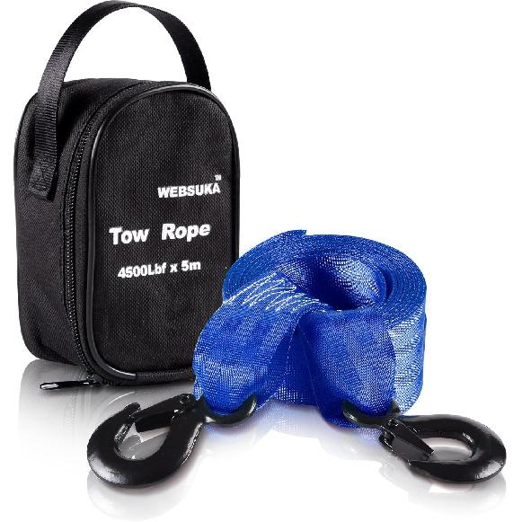 Trailer Winch Strap with Hook, 1.5in 16ft Heavy Duty Boat Winch Strap with 4500lbs Break Strength for Towing Vehicles, Boats, Trailer, Towing (Blue)
