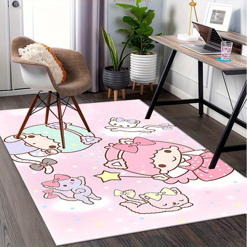 Office Rug Little Twin Stars, Sanrio Characters Anti-Slip Rug, Machine Washable for Living Room, Bedroom, Office, Multiple Sizes, Bedroom Mat, Decorat