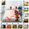 3D Flower Bedding Set Plant Duvet Cover and Pillow Case 2/3 Pieces of Microfiber Fabric Washable Home Decoration with Zipper