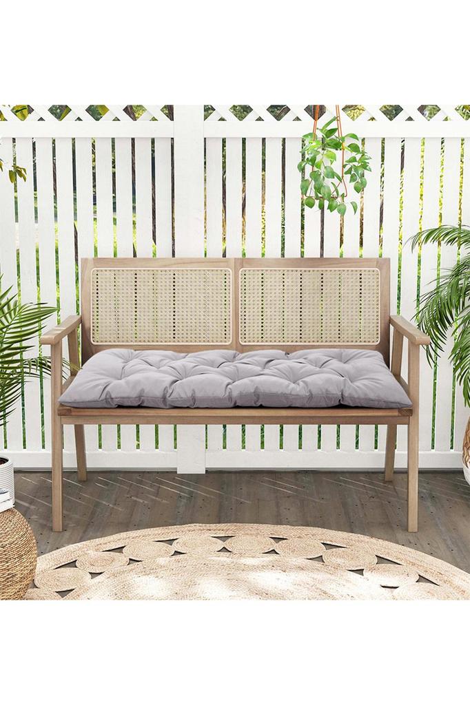 Water‑Resistant Outdoor Bench Cushion for Wooden Chair, Light Gray 120×50×8CM, Polyester + PP Cotton