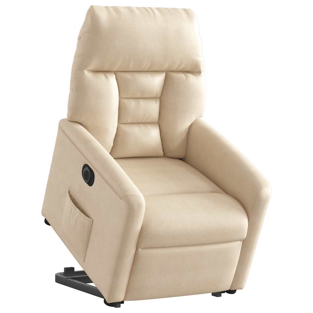 Recliner Chair with Lift Assist Electric Beige Microfiber Fabric