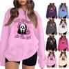 Женская толстовка спортивная Хэллоуин смешной ужас принт пуловер толстовка круглый вырез длинный рукав топ повседневная толстовка
