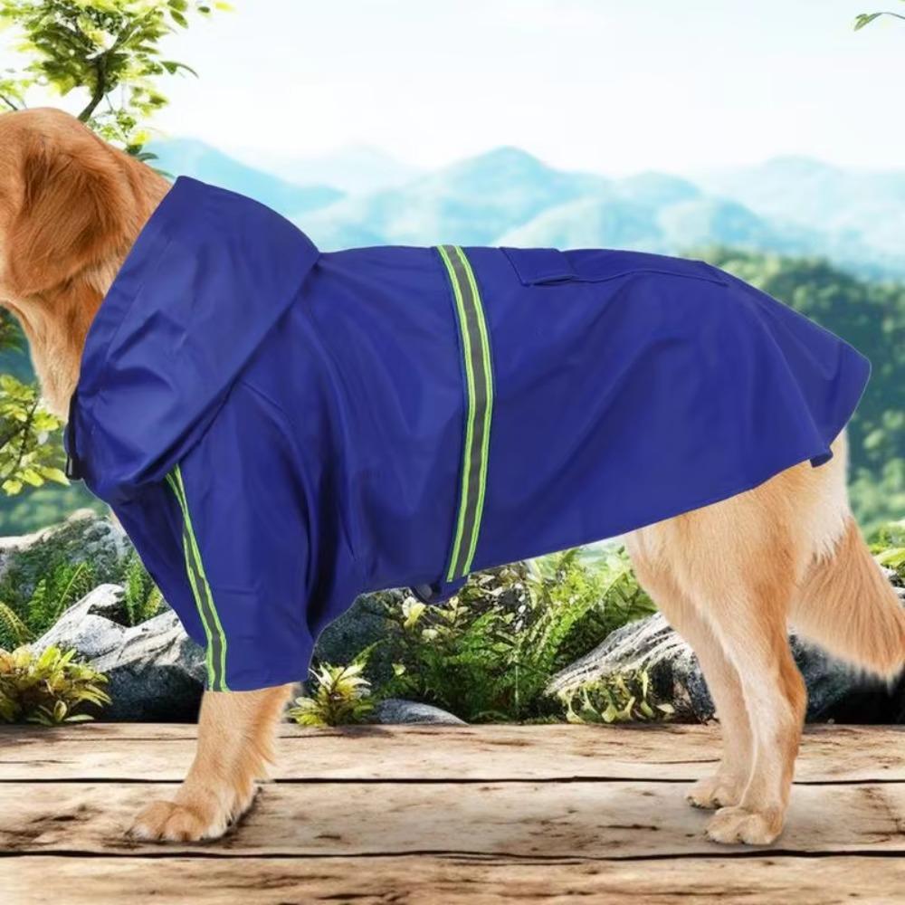 High-Visibility Rain Coat Adjustable Dog Rain Poncho Easily Wearable Pet Rain Jacket Outdoor