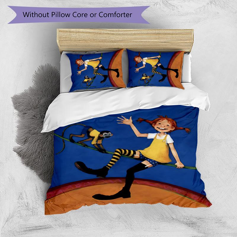Pippi Longstocking 3pcs Bedding Set Duvet Cover Closure Includes 1 Duvet Cover & 2 Pillowcases for All Seasons Bedroom Home Dorm Decor
