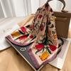 68cm Retro Flower Printed Scarf Women's New Imitation Silk Scarf Light Luxury Retro Versatile Small Scarfs Shawl Headscarf
