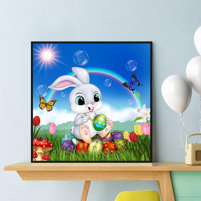5D Diy Алмазная картина Маленький кролик на траве Алмазная вышивка Полный набор аниме Наборы для вышивки крестом Домашний декор Подарок ручной работы