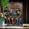 Vintage "Beer" Metal Tin Sign , Retro Wall Art with Western Cowboy Design, Beer-Themed Decorative Plaque for  Humorous Decor