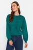Women's Fashionable Stylish Sweatshirt Emerald Green Antique Faded Effect Thick Fleece Inside Oversize Wide Fit Sweatshirt