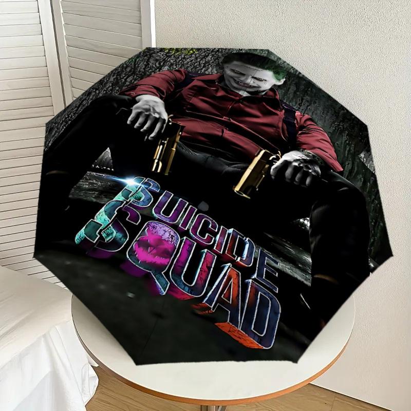 1PC Joker Suicide Squad Umbrella-8-Rib Reinforced, Automatic Open, Lightweight & Durable, Cute Fashion Accessory for Outdoor, D2636
