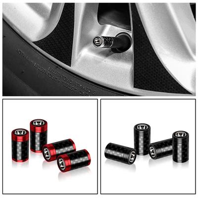 4pcs Carbon Fiber Car Wheel Tires Valve Cap Tyre Rim Stem Cover For Honda Civic Fit Jazz Accord Pilot WQ CRV Odyssey Passport Vezel
