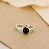 925 Sterling Silver Black Open Rings for Women Personality Simple Style Lady Prevent Allergy Sterling-silver-jewelry