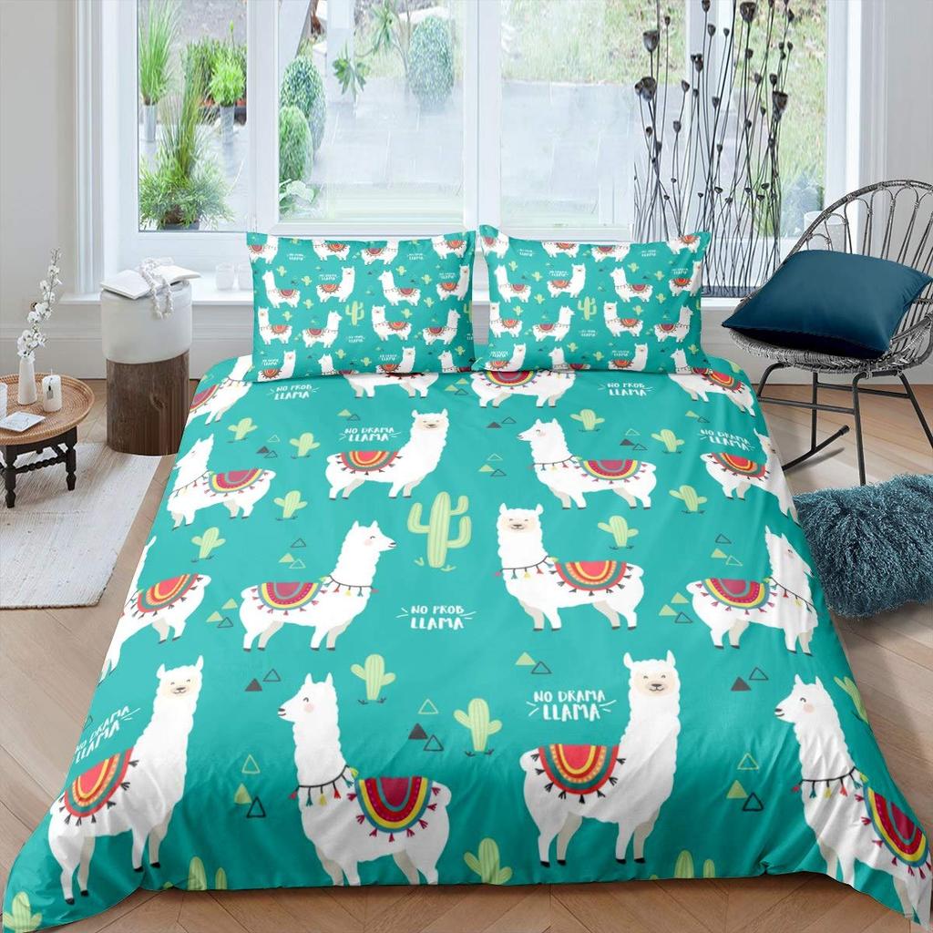 Пододеяльник Альпака Кинг-сайз, Милый комплект постельного белья Лама для девочек-подростков, женщин, пар, Декор для спальни, Чехол для одеяла с 2 наволочками