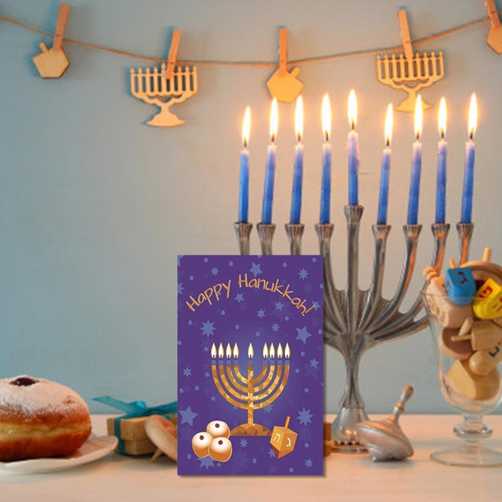 30Pcs Candle Candlestick Hanukkah Greeting Card with Envelopes Jewish Holiday for Men Women Jewish Invitation Notecard