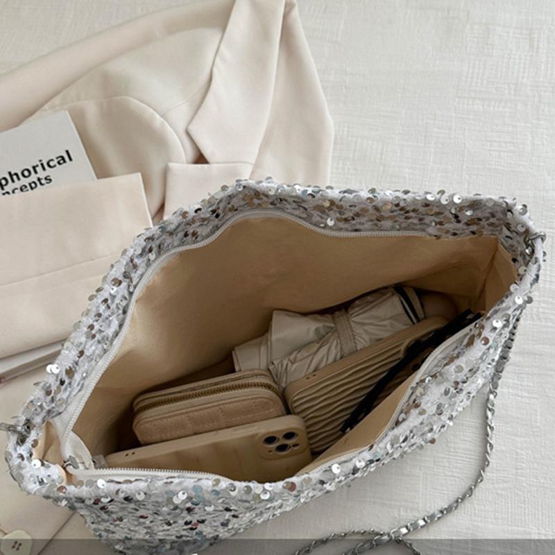 Вместительная сумка через плечо для женщин с блестками, сумка-хобо однотонная, сумка кроссбоди, модная сумка под мышкой для работы, путешествий, шопинга AVE