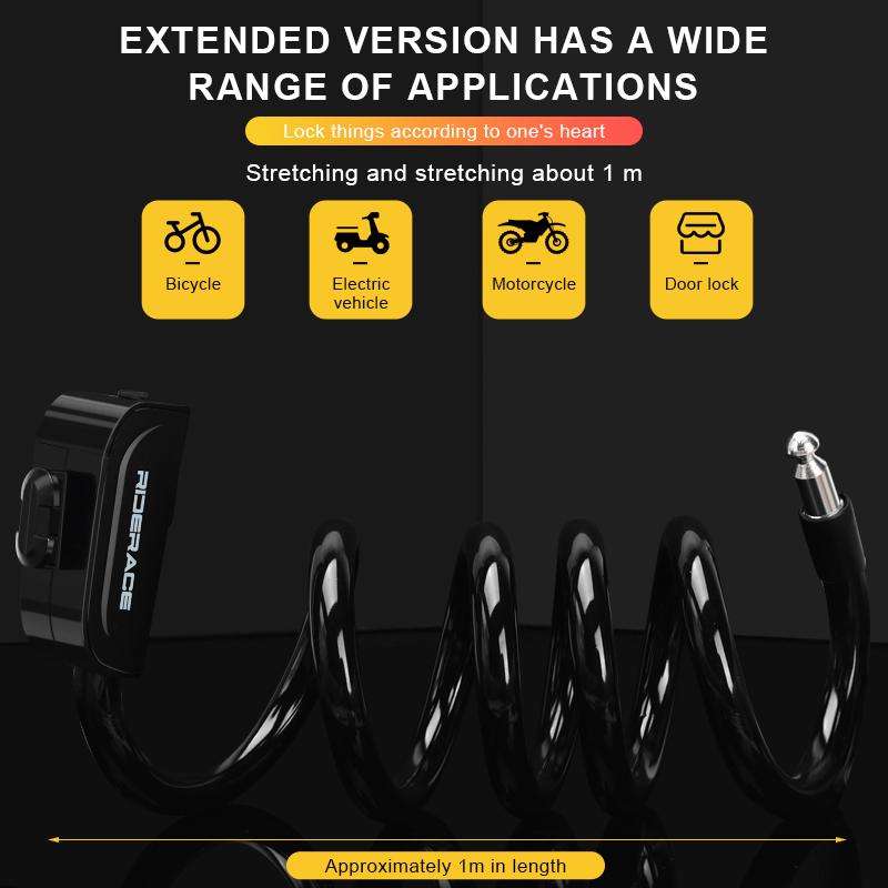 RIDERACE Велосипедный тросовый замок для горного велосипеда Портативный противоугонный кольцевой замок Высокая безопасность для скутера Электрический велосипед Шоссейный велоспорт