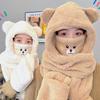 Warm Bear Ear Beanies Cap Solid Color Ski Hat Sweet Scarf Gloves Set  Women