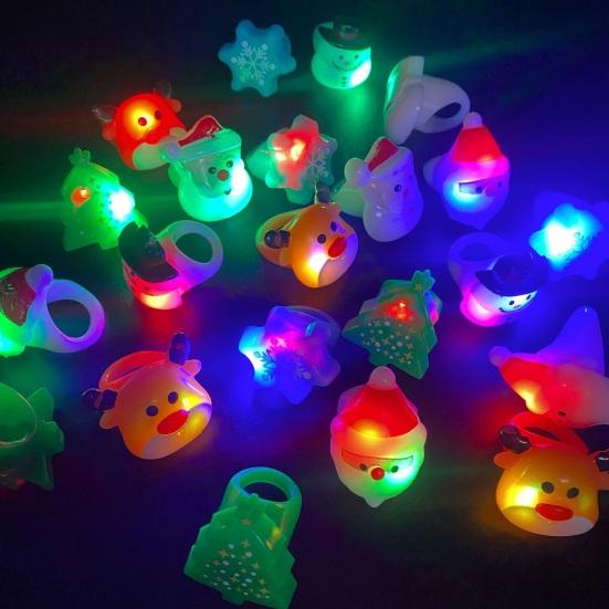 6/24 шт. рождественские кольца праздничные вечерние пальчиковые гирлянды Санта снежинка елка снеговик олень светящееся кольцо праздничные светящиеся игрушки