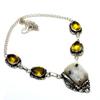 Moonstone Rough Citrine Gemstone 925 Silver Plated Jewelry Necklace 18"