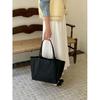 IELGY Korean Style Large-Capacity Woven Tote Bag Black Casual Shoulder Commuter Bag