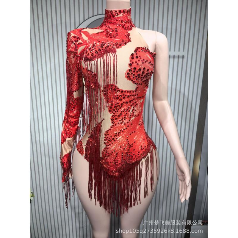 Sexy Tassel Jumpsuit Women Nightclub Dance Stage Performance Outfit Party Wear