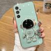 S24FE S25 Ultra Держатель-астронавт Чехол с покрытием Для Samsung Galaxy A16 A26 A36 A56 A15 A35 A55 M15 M35 M55 Силиконовый чехол-подставка
